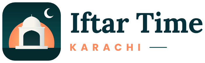 Iftar Time Karachi logo with Mazar-e-Quaid and crescent moon